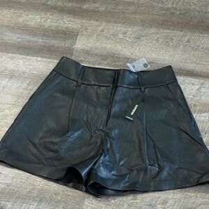 Express Faux Leather High-Waist Pleated Shorts NWT